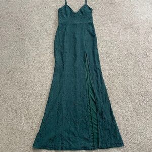 Showpo Lace Emerald Green Long Dress